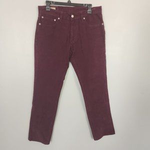 Levi's 511 Premium White Tag Burgundy Corduroy Pants 32 x 32